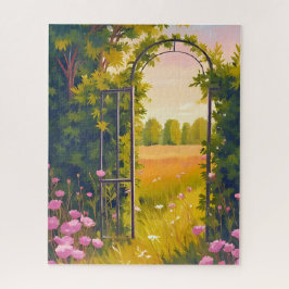 Puzzle Puerta de jardín | Acuarela botánica de flores ros