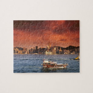 Puzzle Puerto de Hong Kong al atardecer