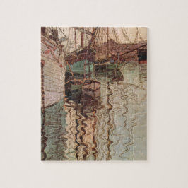 Puzzle Puerto de Trieste, por Egon Schiele, arte vintage
