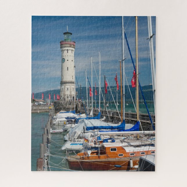 Puzzle Puerto de Yates Faro de Lindau Bodensee Alemania (Vertical)