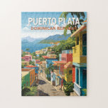 Puzzle Puerto Plata República Dominicana Viaje de arte<br><div class="desc">Diseño de viaje vectorial retro Puerto Plata. Puerto Plata,  oficialmente conocido como San Felipe de Puerto Plata,  es una importante ciudad costera en la República Dominicana,  y capital de la provincia de Puerto Plata.</div>