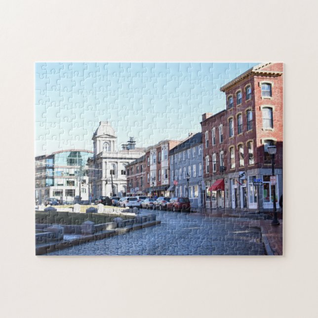 Puzzle Puerto Viejo Portland ME Maine Cobblestone Street (Horizontal)