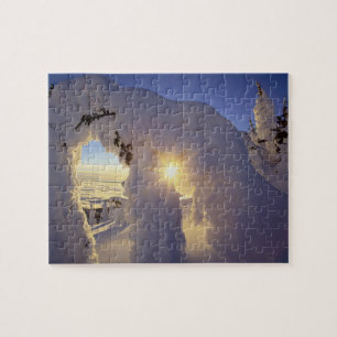 Puzzle Puesta de sol a través de los fantasmas de nieve e