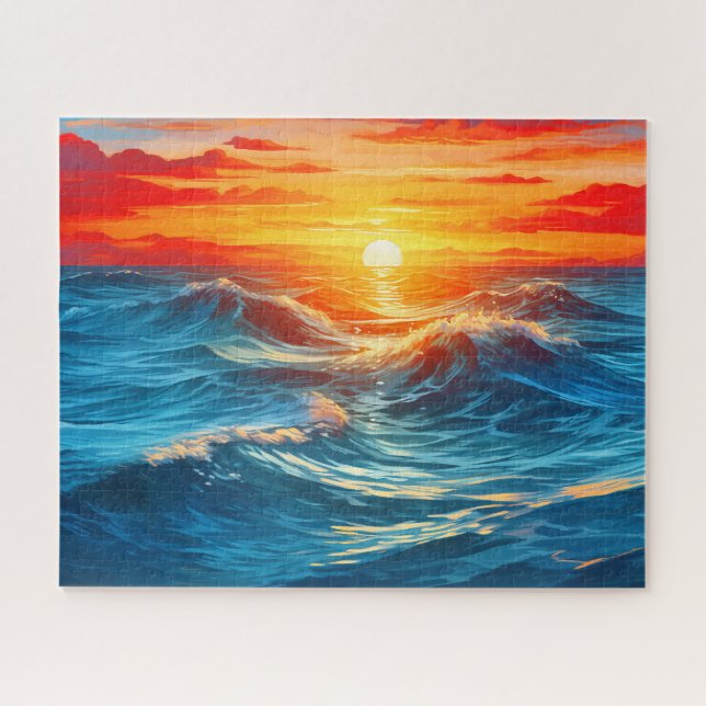 Puzzle Puesta de sol Amanecer Atardecer Olas del océano N (Horizontal)