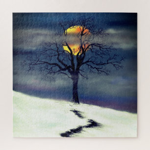 Puzzle Puesta de sol de árbol de invierno - Colección de
