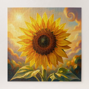 Puzzle Puesta de sol de girasol dorado radiante
