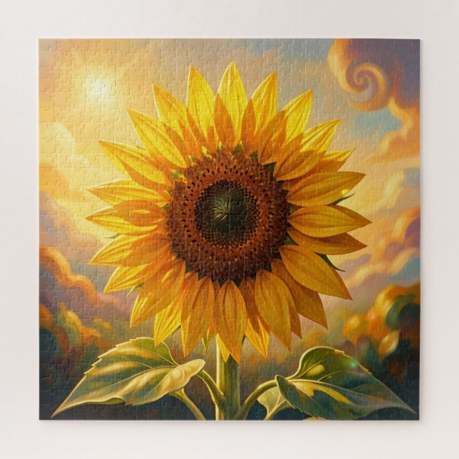 Puzzle Puesta de sol de girasol dorado radiante (Vertical)