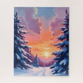 Puzzle Puesta de sol de nieve de invierno | Pintura de pa