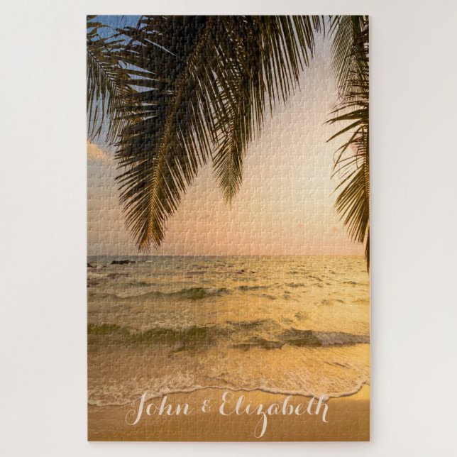 Puzzle Puesta de sol de palmera de playa (Vertical)
