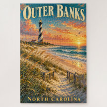 Puesta de sol del faro de Outer Banks Carolina del