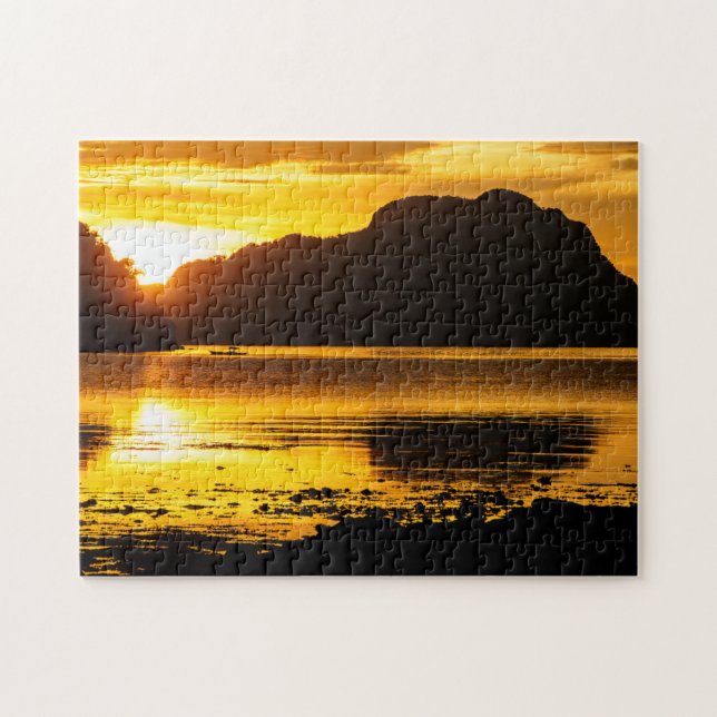 Puzzle Puesta de sol dorada sobre la bahía (Horizontal)