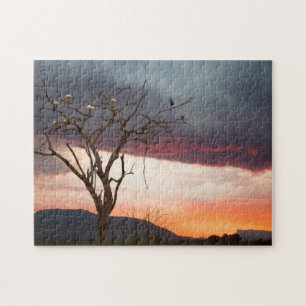 Puzzle Puesta de sol en el pantano de Kandheri con espátu