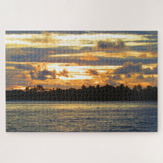 Puzzle puesta de sol en la playa (Horizontal)