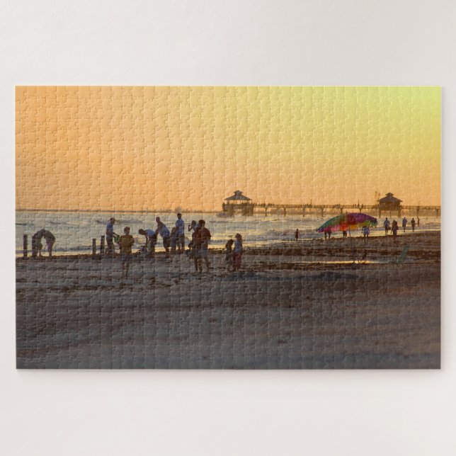 Puzzle Puesta de sol en la playa del océano (Horizontal)