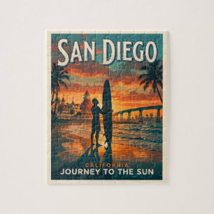 Puzzle Puesta de sol en San Diego California Surf Viaje