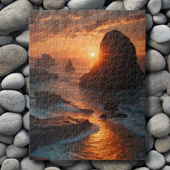 Puzzle Puesta de sol junto al mar (Subido por el creador)