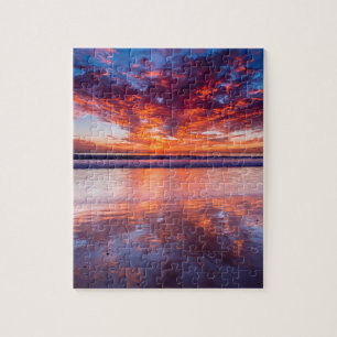 Puzzle Puesta de sol roja sobre el mar, California