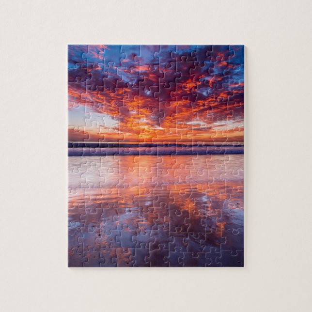 Puzzle Puesta de sol roja sobre el mar, California (Vertical)