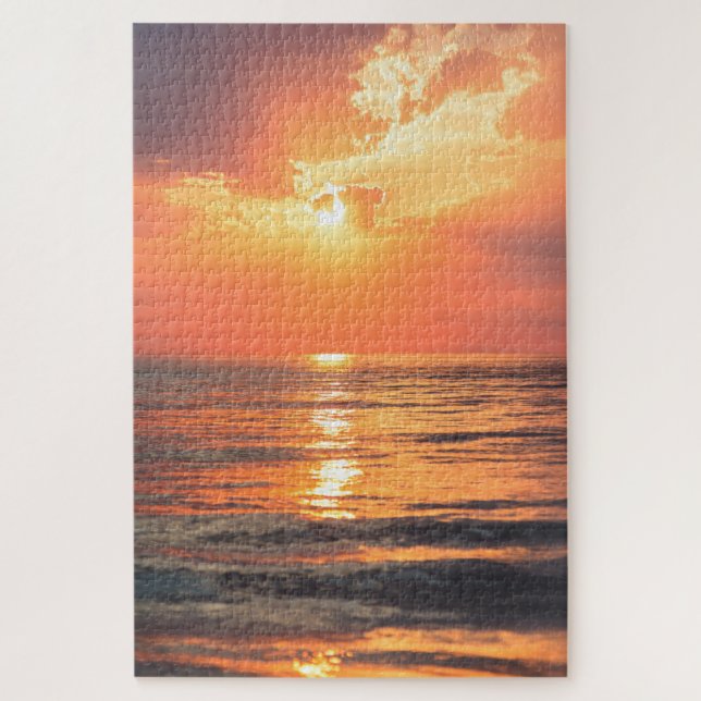 Puzzle puesta de sol sobre el agua (Vertical)