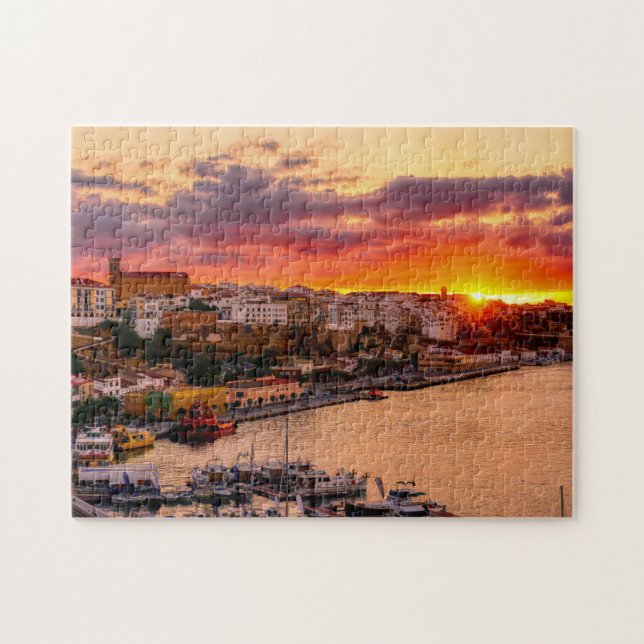 Puzzle Puesta de sol sobre el puerto de Mahón - Menorca,  (Horizontal)