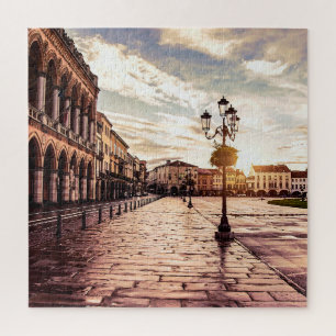 Puzzle Puesta de sol sobre la plaza de Padova en Italia