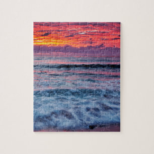 Puzzle Puesta de sol sobre las olas del océano, Californi