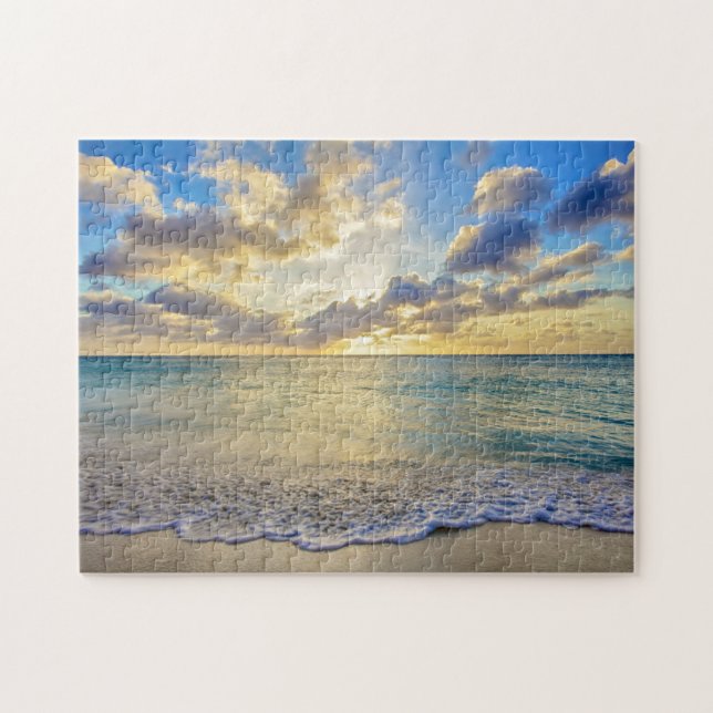 Puzzle Puesta del sol de Aruba sobre el mar móvil (Horizontal)