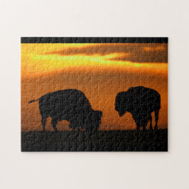 Puzzle puesta del sol del bisonte