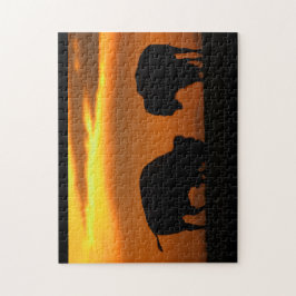 Puzzle puesta del sol del bisonte