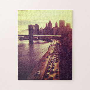 Puzzle Puesta del sol del horizonte - puente de Brooklyn