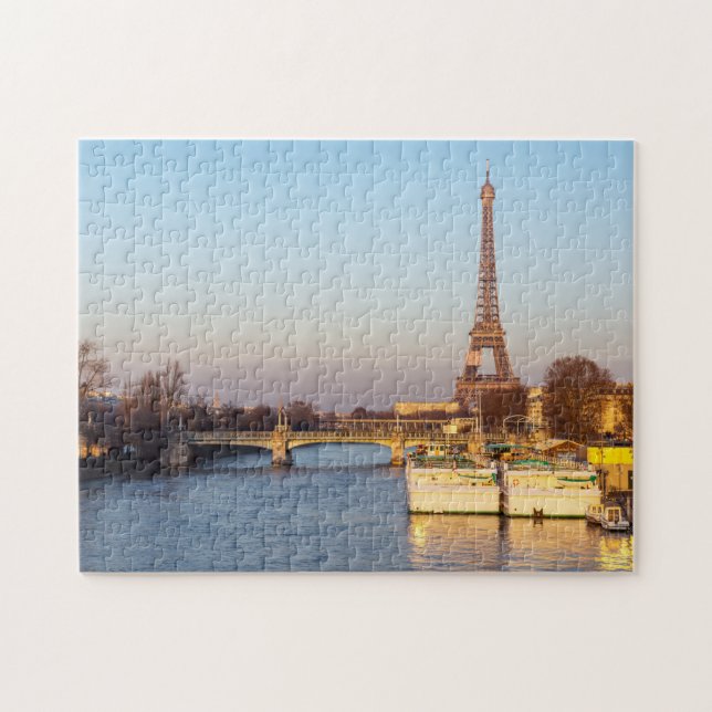 Puzzle Puesta del sol en torre Eiffel y Pont Rouelle - (Horizontal)