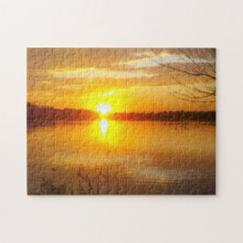 Puzzle Puesta del sol en un lago