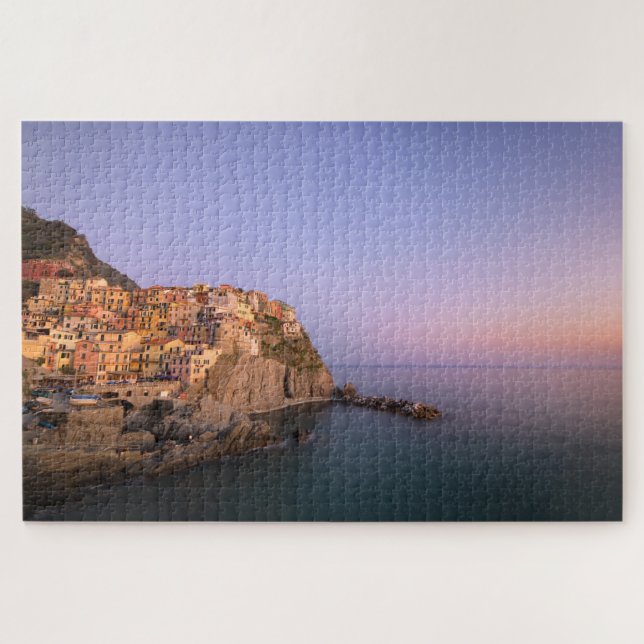 Puzzle Puesta del sol sobre el pueblo de Manarola en (Horizontal)