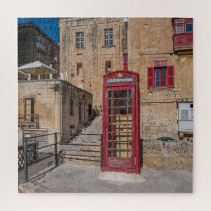 Puzzle Puesto de teléfono rojo en La Valeta Malta
