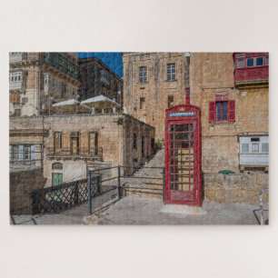 Puzzle Puesto de teléfono rojo en La Valeta Malta