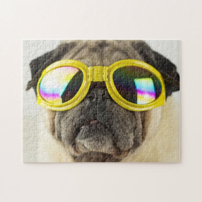 Puzzle Pug con gafas (Horizontal)