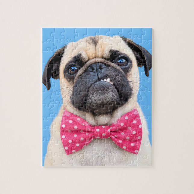 Puzzle Pug con lazo rosa (Vertical)
