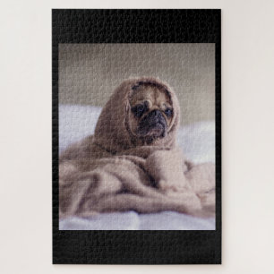 Puzzle Pug In Blanket Cute Pug Perro Lover Regalo