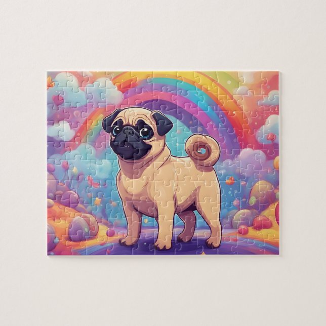 Puzzle Pug Lindo Arcoíris (Horizontal)