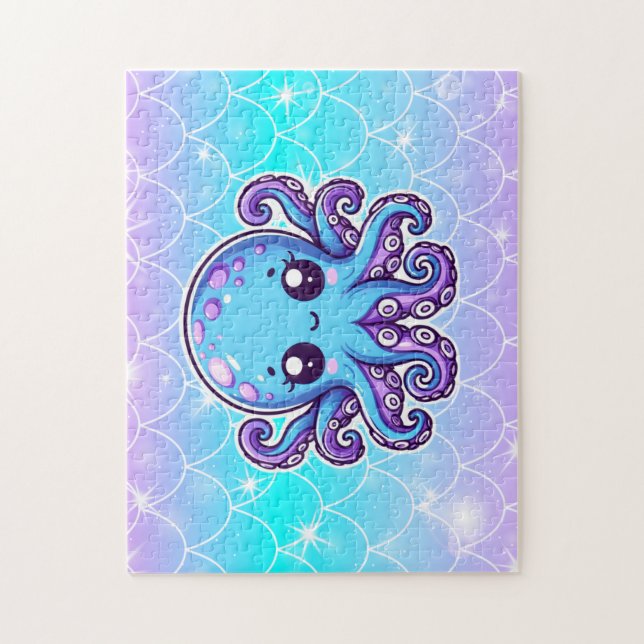 Puzzle Pulpo azul lindo (Vertical)