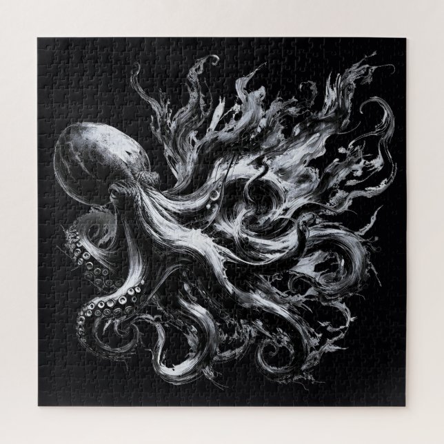 Puzzle Pulpo Kraken de Tinta Abstracta (Vertical)