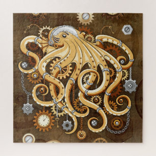Puzzle Pulpo Steampunk Retro Fantasía Mecánica