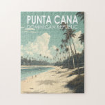Puzzle Punta Cana República Dominicana Vintage de Viajes<br><div class="desc">Diseño artístico vectorial de Punta Cana. La zona de Bávaro y Punta Cana se combinan para formar lo que se conoce como La Costa del Coco,  o la Costa del Cocotal,  una zona de lujosos complejos todo incluido.</div>