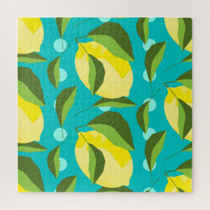 Puzzle Punto de Polka Lemons: Fondo Azul.