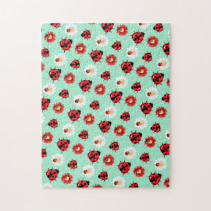 Puzzle Punto de polka rojo lindo Ladybug flor verano Girl