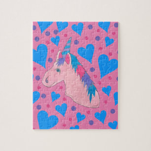 Puzzle Punto mágico del corazón del caballo rosa de unico