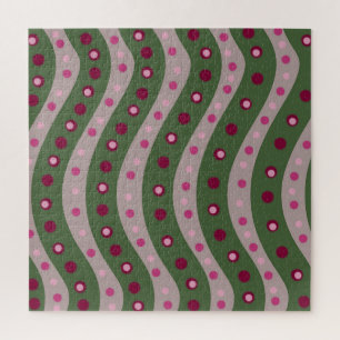 Puzzle Punto Polka Magenta Pink Green Springtime Patterad