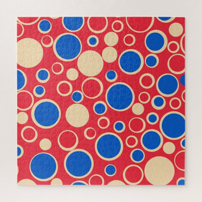 Puzzle Puntos Rojos Y Azules Sobre Rojo (Vertical)
