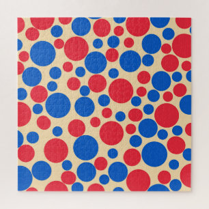 Puzzle Puntos Rojos Y Azules Sobre Tan