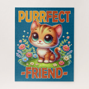 Puzzle Purfect Friend pun Cute naranja gato gatito person